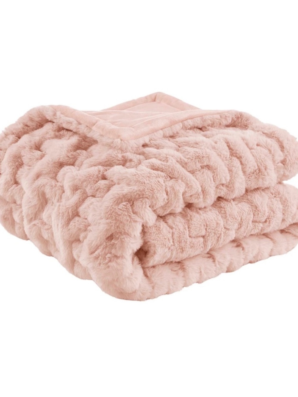 Plush Faux Fur Throw Blanket - Blush Pink